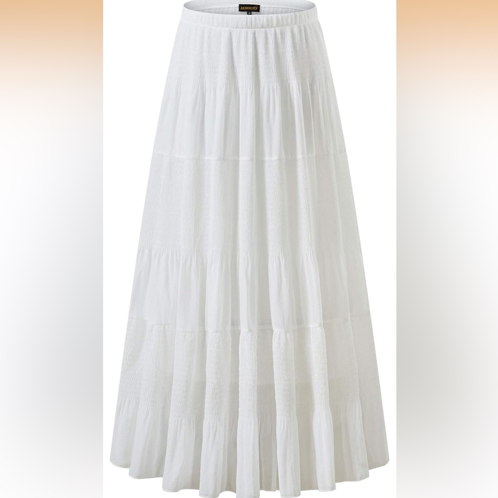 Bohemian White Tiered Maxi Skirt